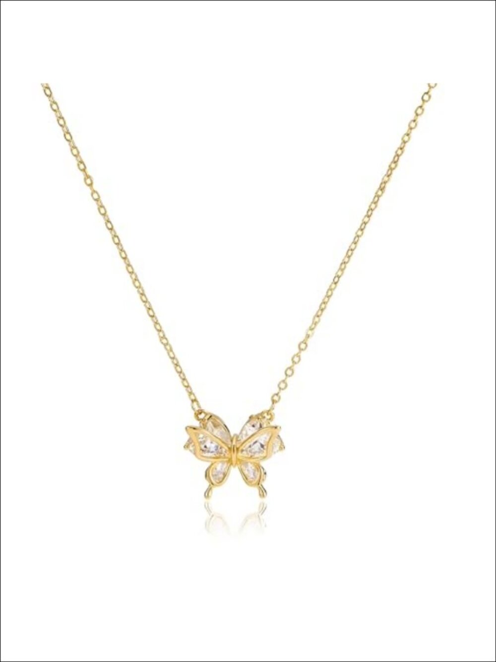 Dainty 14K Gold Plated Pendant Necklace with Cubic Zirconia Choker